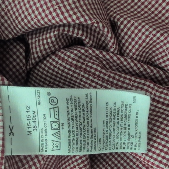 Banana Republic Grant Fit Non Iron Red White Checked Dress Shirt Medium - Picture 5 of 5